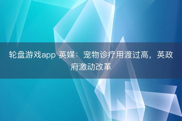 轮盘游戏app 英媒：宠物诊疗用渡过高，英政府激动改革