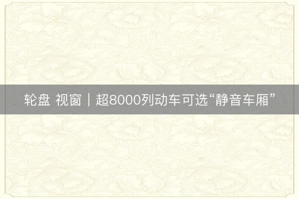 轮盘 视窗｜超8000列动车可选“静音车厢”
