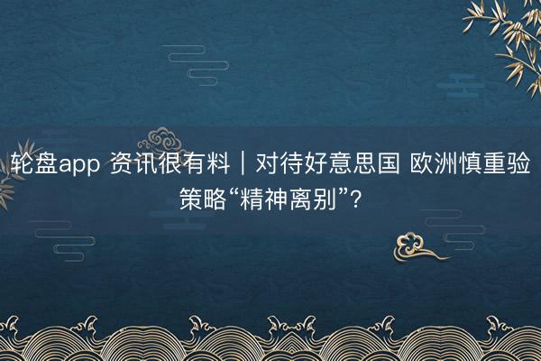 轮盘app 资讯很有料｜对待好意思国 欧洲慎重验策略“精神离别”？