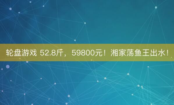 轮盘游戏 52.8斤，59800元！湘家荡鱼王出水！