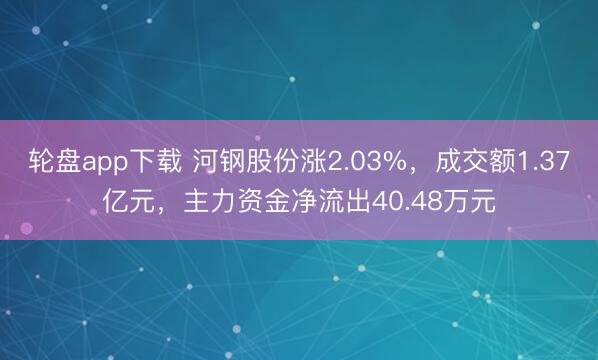 轮盘app下载 河钢股份涨2.03%，成交额1.37亿元，主力资金净流出40.48万元