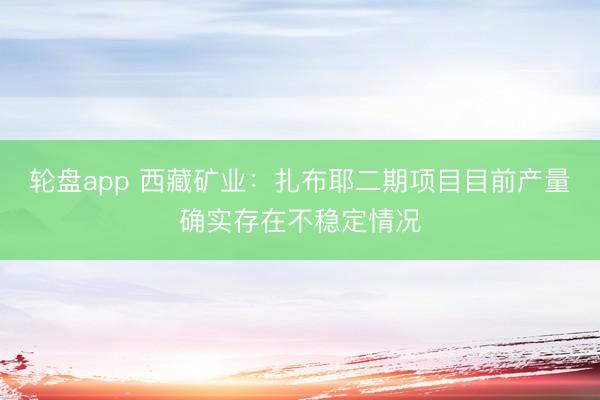 轮盘app 西藏矿业：扎布耶二期项目目前产量确实存在不稳定情况