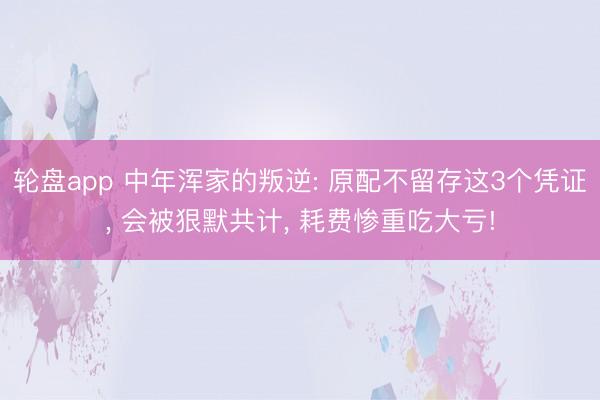 轮盘app 中年浑家的叛逆: 原配不留存这3个凭证， 会被狠默共计， 耗费惨重吃大亏!