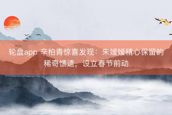 轮盘app 辛柏青惊喜发现：朱媛媛精心保留的稀奇馈遗，设立春节前动