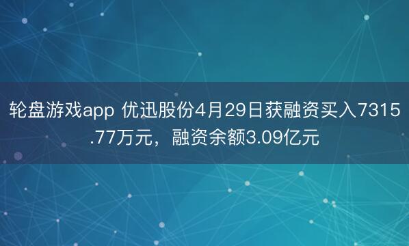 轮盘游戏app 优迅股份4月29日获融资买入7315.77万元，融资余额3.09亿元