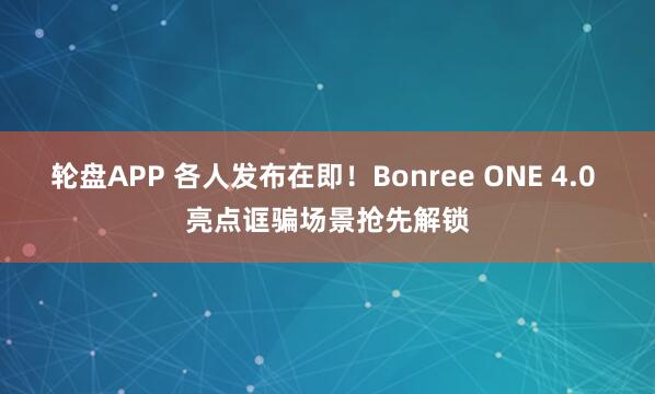 轮盘APP 各人发布在即！Bonree ONE 4.0 亮点诓骗场景抢先解锁