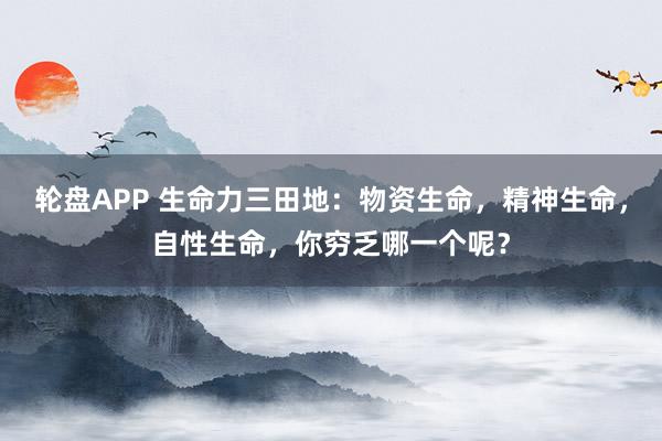 轮盘APP 生命力三田地：物资生命，精神生命，自性生命，你穷乏哪一个呢？