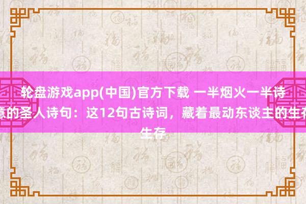 轮盘游戏app(中国)官方下载 一半烟火一半诗意的圣人诗句：这12句古诗词，藏着最动东谈主的生存