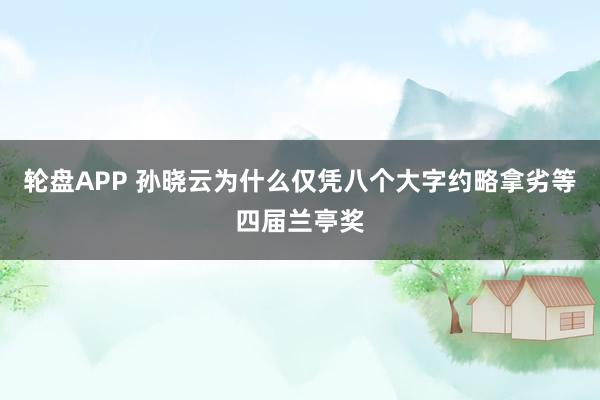 轮盘APP 孙晓云为什么仅凭八个大字约略拿劣等四届兰亭奖