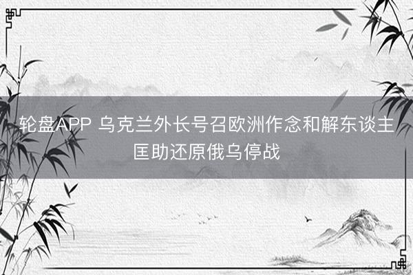 轮盘APP 乌克兰外长号召欧洲作念和解东谈主匡助还原俄乌停战