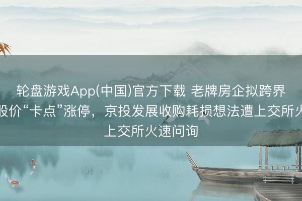 轮盘游戏App(中国)官方下载 老牌房企拟跨界光电，股价“卡点”涨停，京投发展收购耗损想法遭上交所火速问询