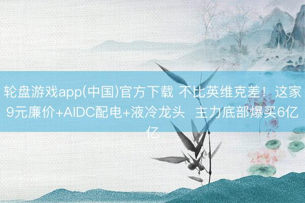 轮盘游戏app(中国)官方下载 不比英维克差！这家9元廉价+AIDC配电+液冷龙头  主力底部爆买6亿