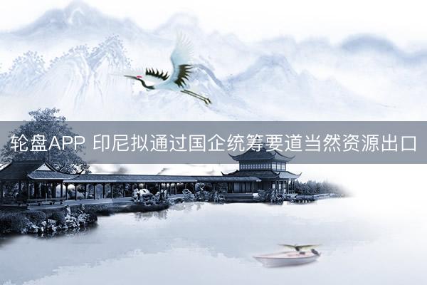 轮盘APP 印尼拟通过国企统筹要道当然资源出口