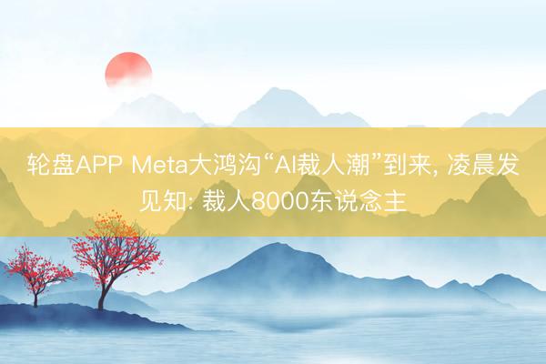 轮盘APP Meta大鸿沟“AI裁人潮”到来， 凌晨发见知: 裁人8000东说念主
