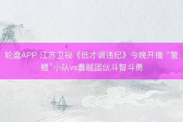 轮盘APP 江苏卫视《低才调违纪》今晚开播 “警鲤”小队vs蠢贼团伙斗智斗勇