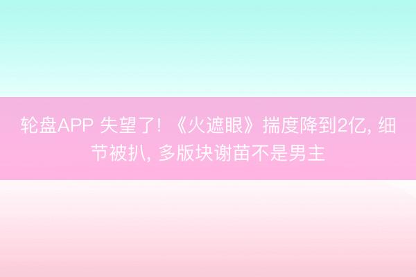 轮盘APP 失望了! 《火遮眼》揣度降到2亿, 细节被扒, 多版块谢苗不是男主